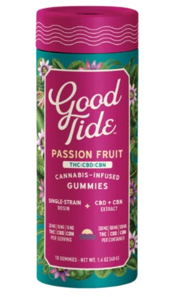 Good Tide | Hash Rosin Gummies - Passion Fruit (Indica) - 2:1:1, THC:CBD:CBN, 200mg