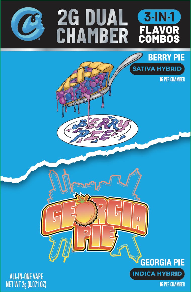 Cookies | Berry Pie (Sativa) & Georgia Pie (Indica) | 2G Digital Dual Chamber Disposable