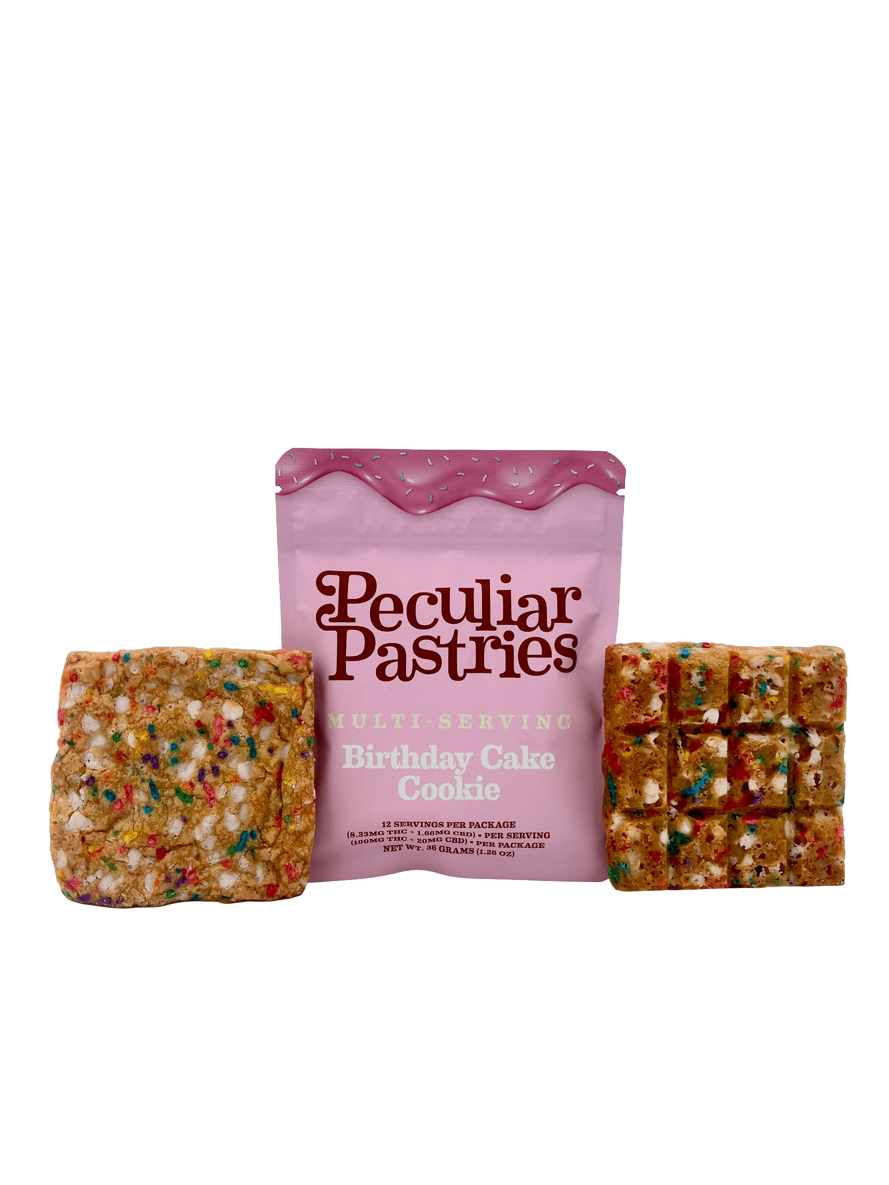 Product Multi Serving Cookie | Birthday Cake | 100mg THC: 20mg CBD | Peculiar Pastries