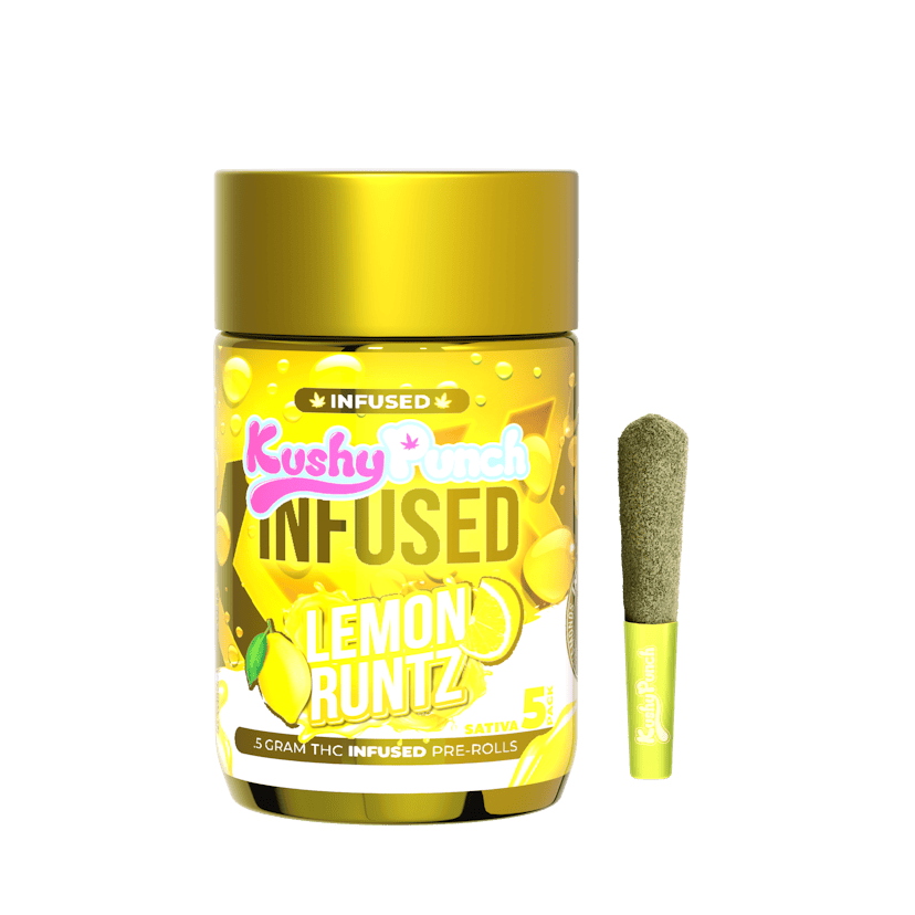 5PK Kushy Punch Infused .5g Liquid Diamond & Live Resin Prerolls - Lemon Runtz