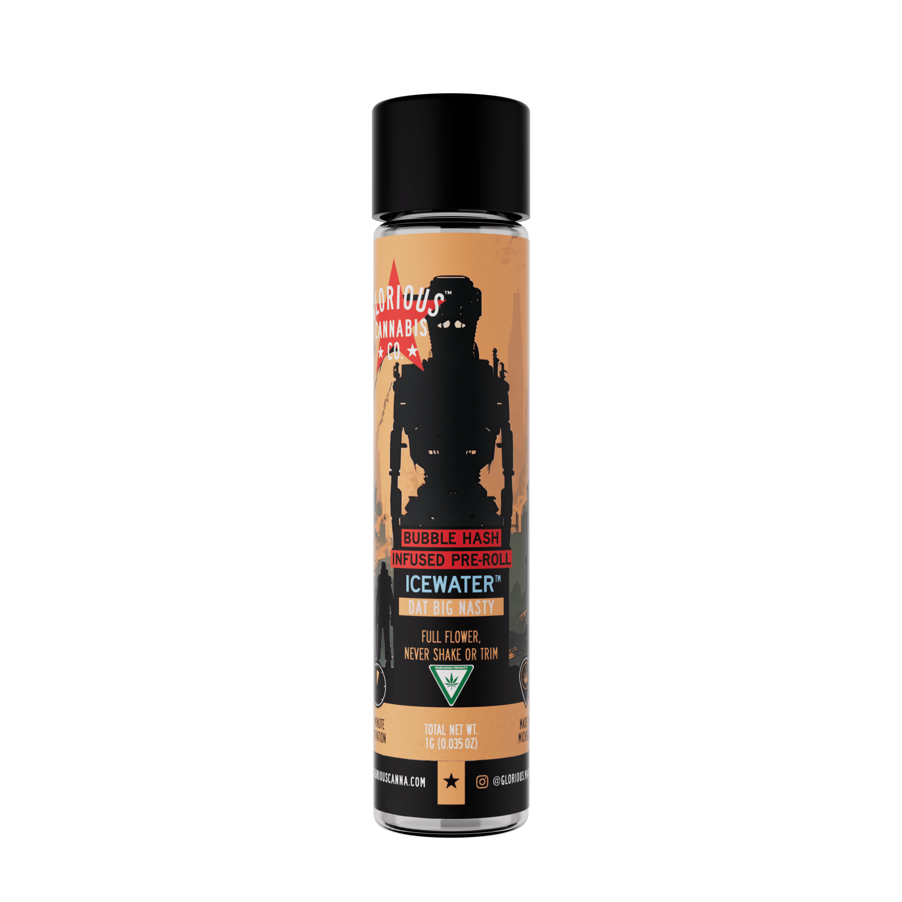 Product: Glorious Cannabis Co. | Dat Big Nasty Strain Art Series Bubble Hash Infused Pre-Roll | 1G