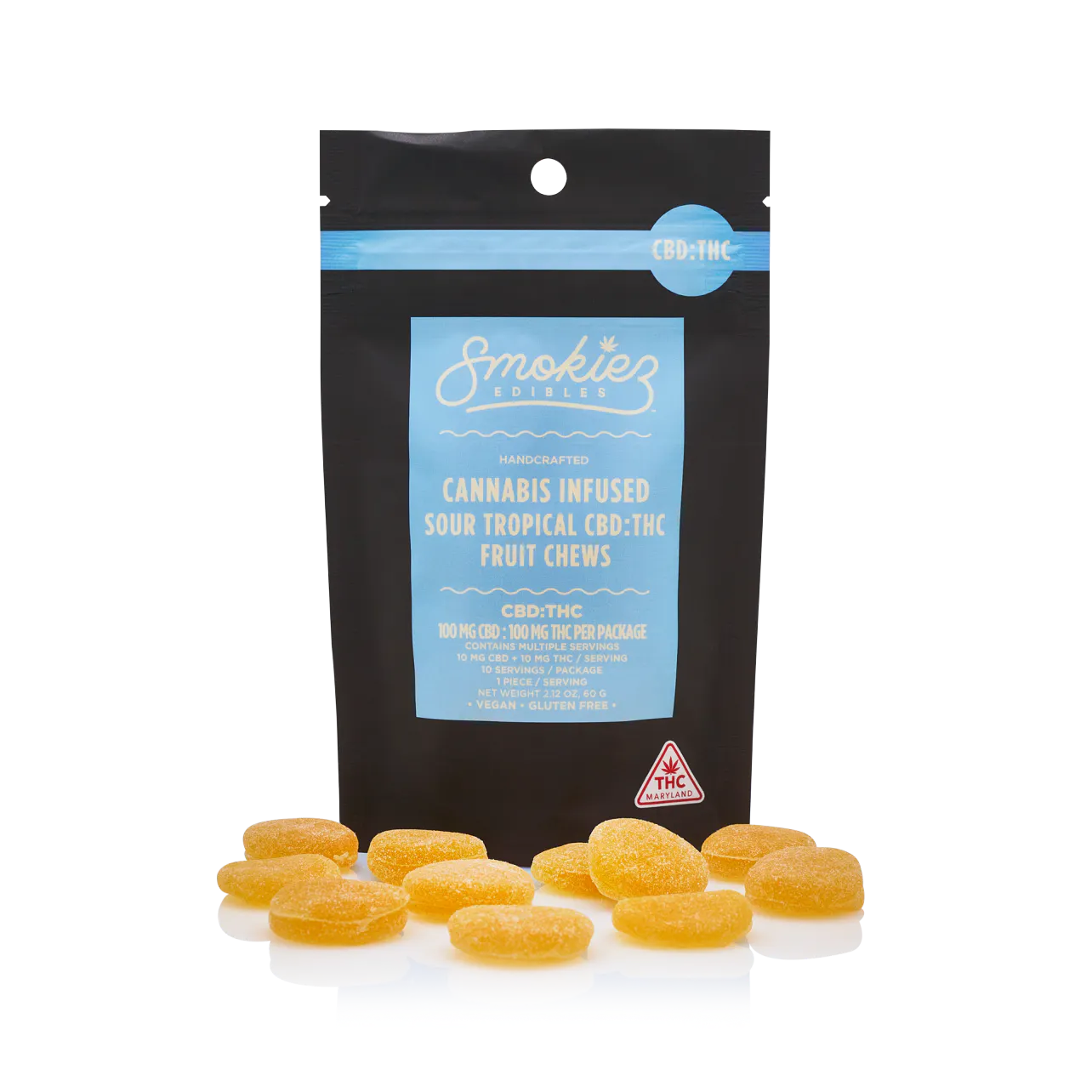 Smokiez 100mg Gummies - Sour Tropical Fruit 1:1 (CBD:THC, Sativa