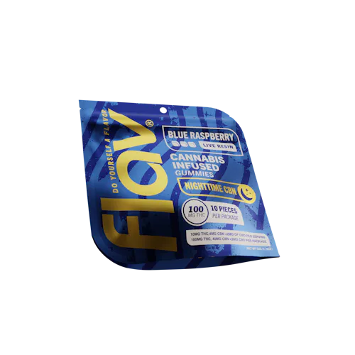 FLAV | Blue Raspberry | Live Resin | Nighttime THC / CBN Gummies | 10pk-2