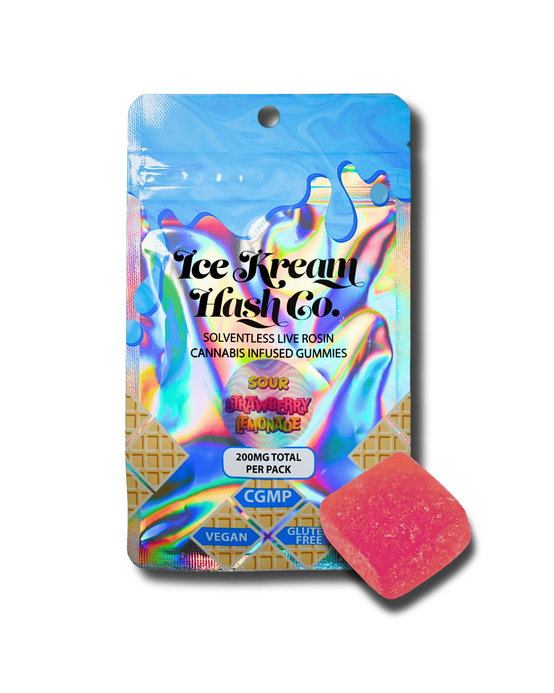 Ice Kream Hash Co. - Single Rosin Gummy - (200mg) - **SOUR STRAWBERRY LEMONADE**