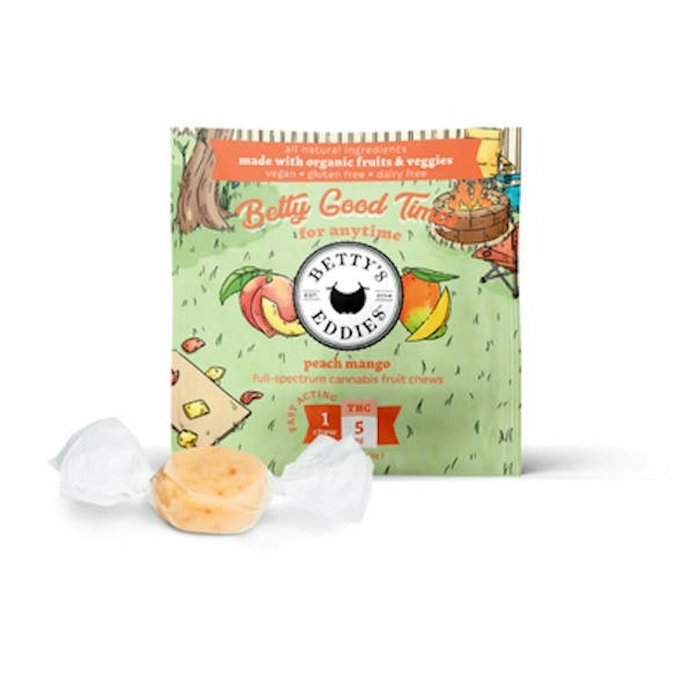 Betty's Eddies Peach Mango Fast Acting Taffy 1pk Provincetown, MA Hennep