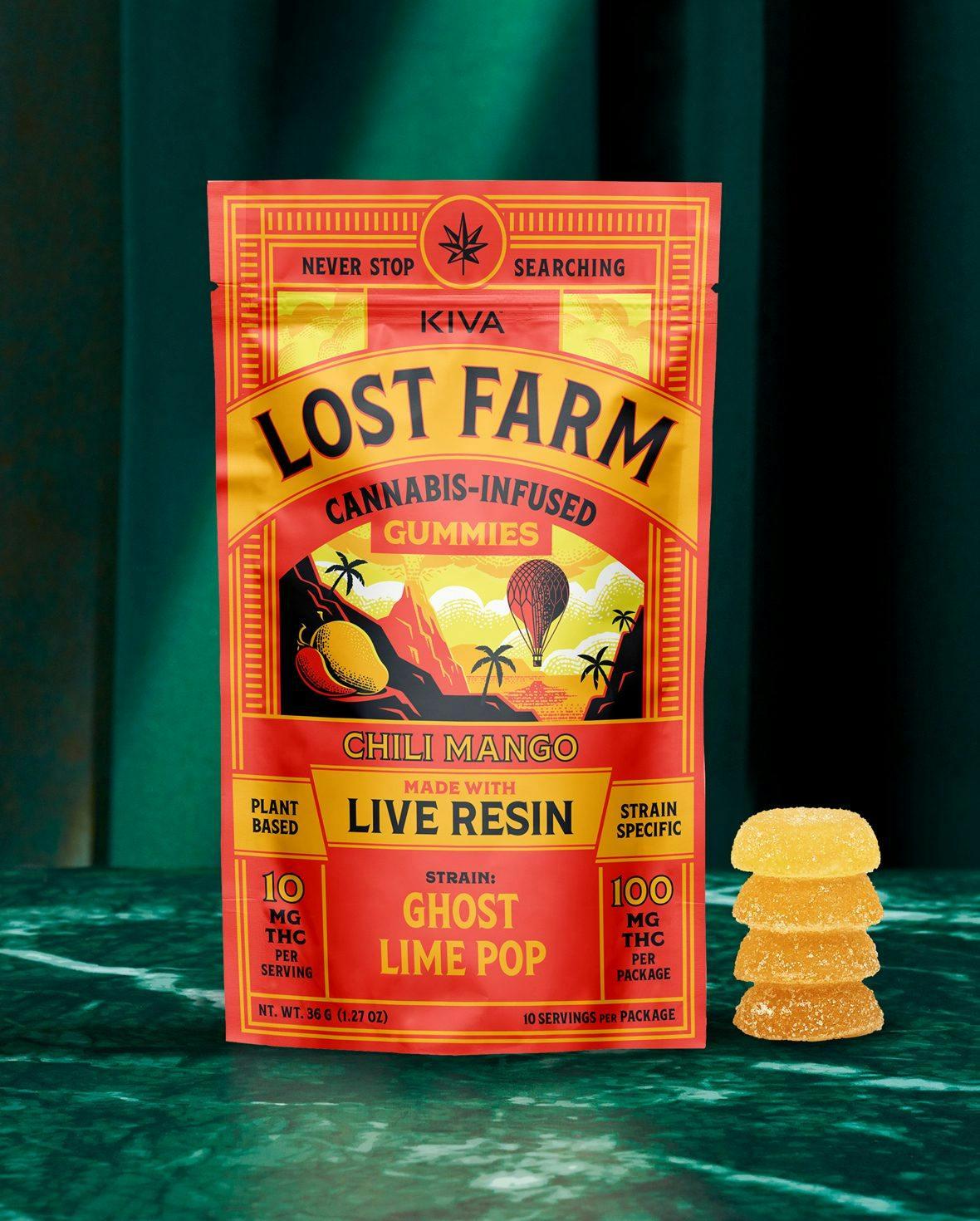 Kiva Lost Farm - Gummies Live Resin - Juicy Peach (H) (100mg THC)