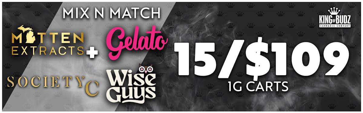 Gelato Mitten Extracts Society C AND Wise Guys 1g Carts 15 For $109