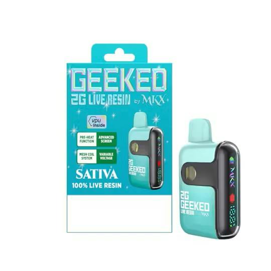 GEEKED by MKX VORTEX LIVE RESIN DISPOSABLE SATIVA by Mkx Oil Co. – Vapes at Gatsby Cannabis