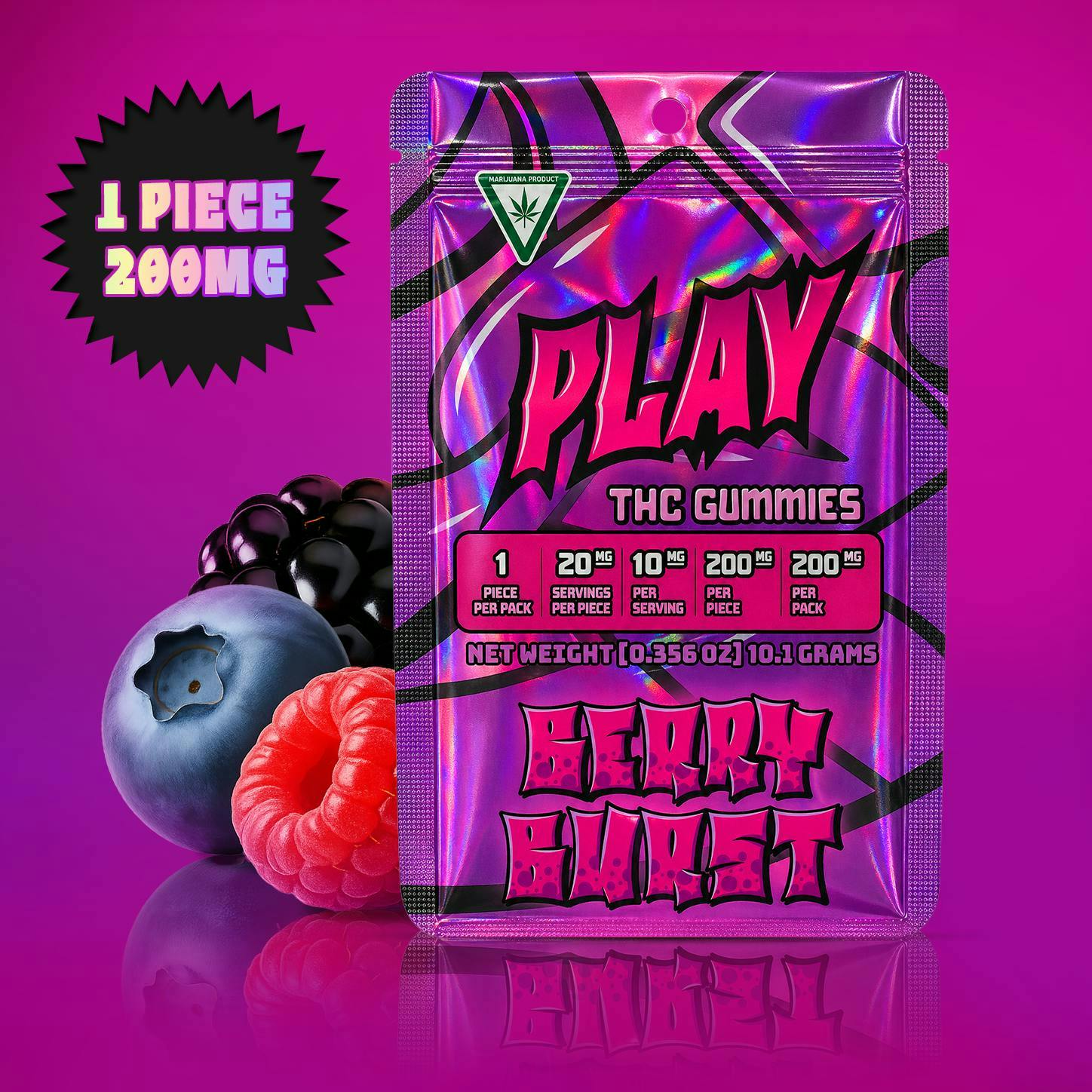 Play | Single Gummy - 200mg - Berry Burst