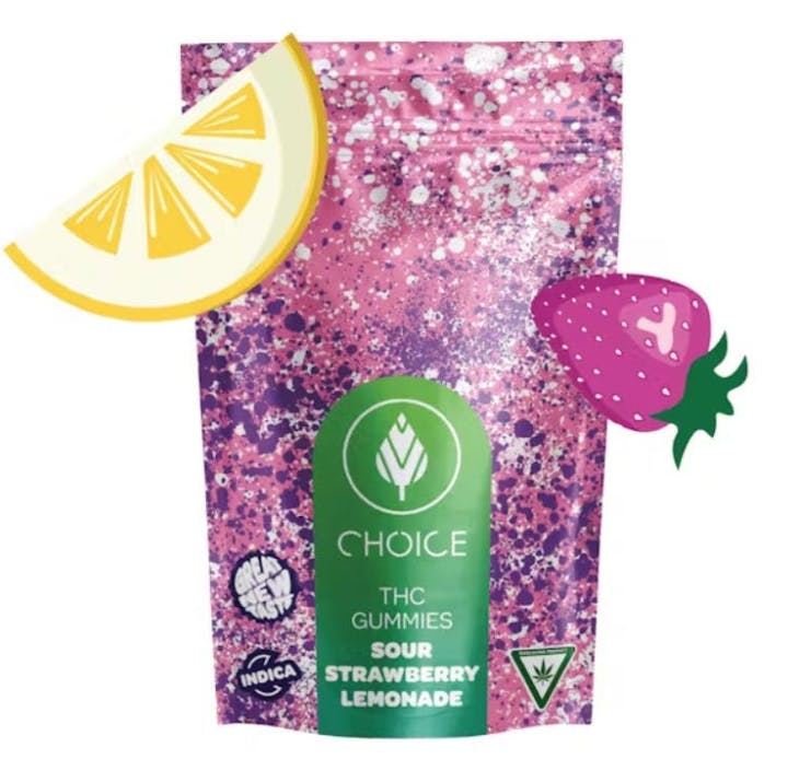 Choice | Gummies - 200mg - Super Sour Strawberry Lemonade (Indica)