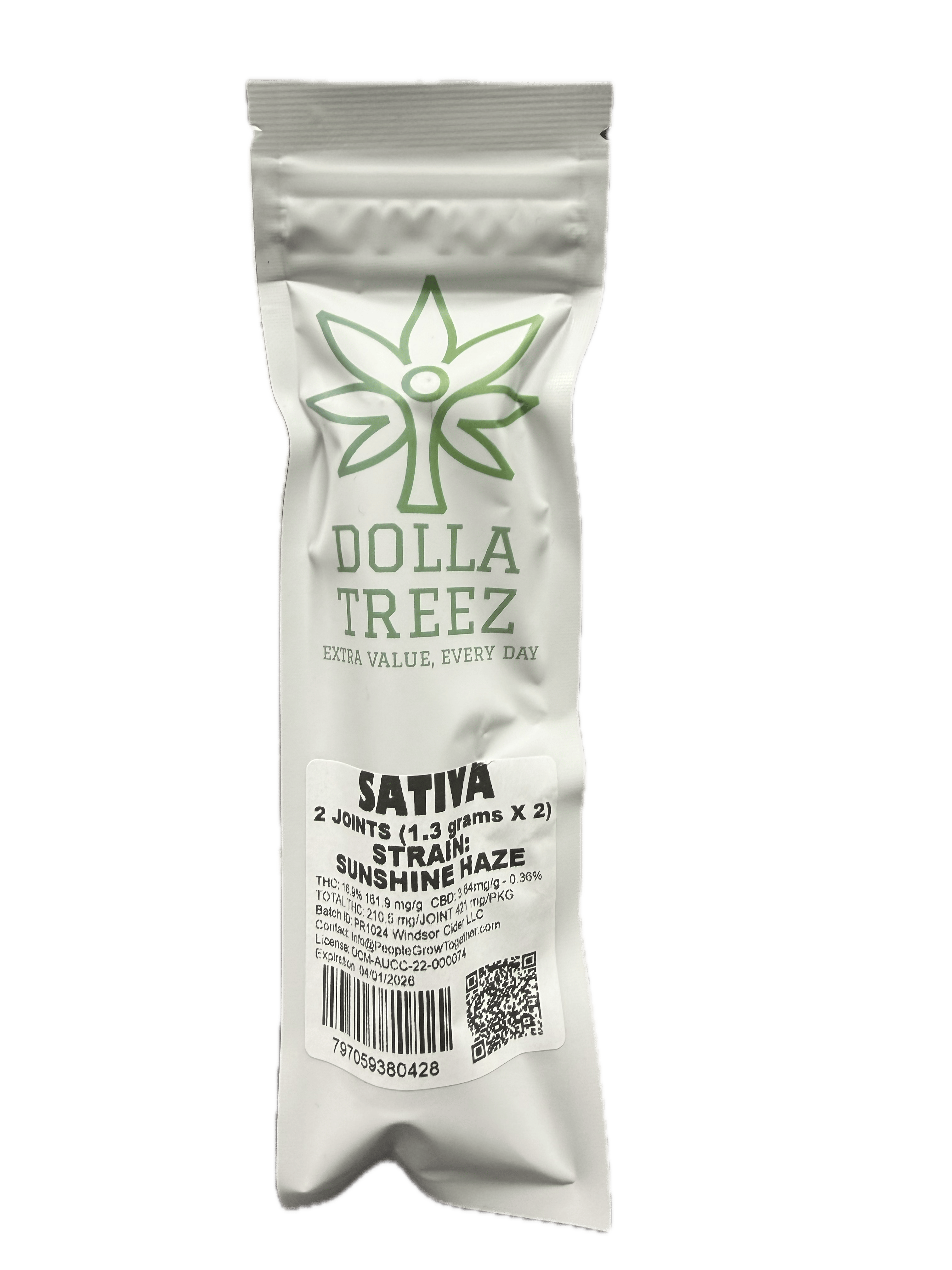 Product Preroll | Sunshine Haze (S) | 1.3g 2 pack | Dolla Treez