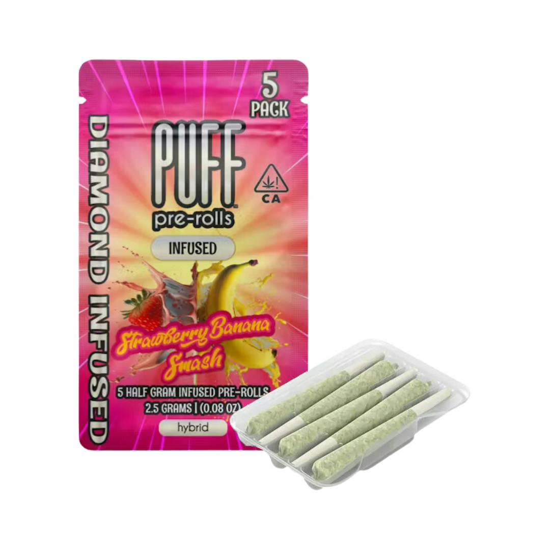 STRAWBERRY BANANA SMASH 5PK DIAMOND INFUSED PREROLLS