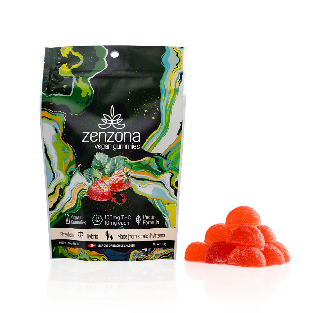 zenzona Vegan Gummies Strawberry 100mg - Hybrid | D2 Dispensary