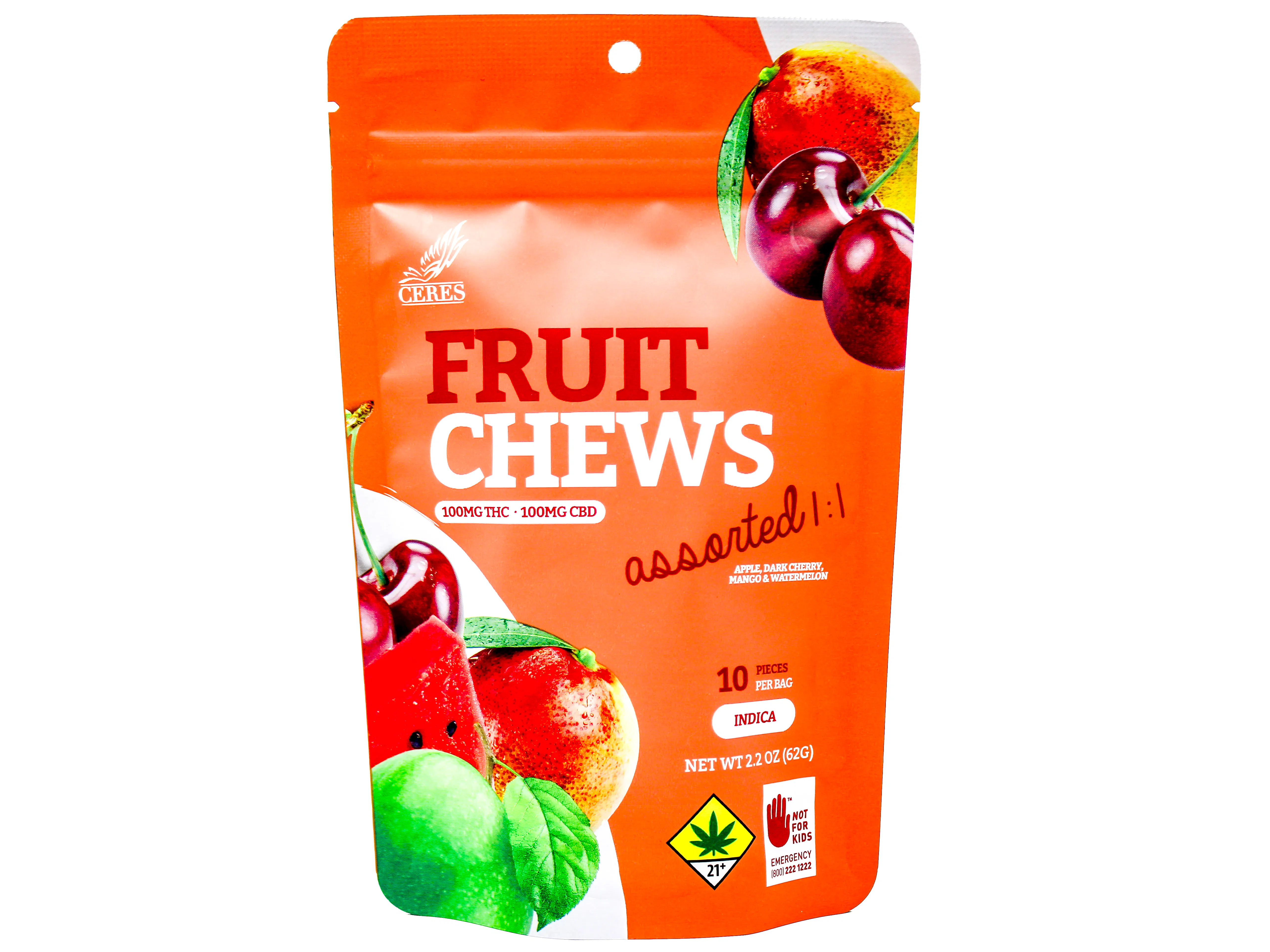 CER Assorted Fruit Chews Indica 1:1 10pk 200mg 1285223601 AOF