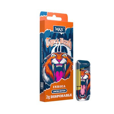 2g MKX Disposable *LIMITED EDITION* Detroit Sports Edition - Tigers Breath - Indica - DISPOSABLES by MKX Oil Co. at King of Budz