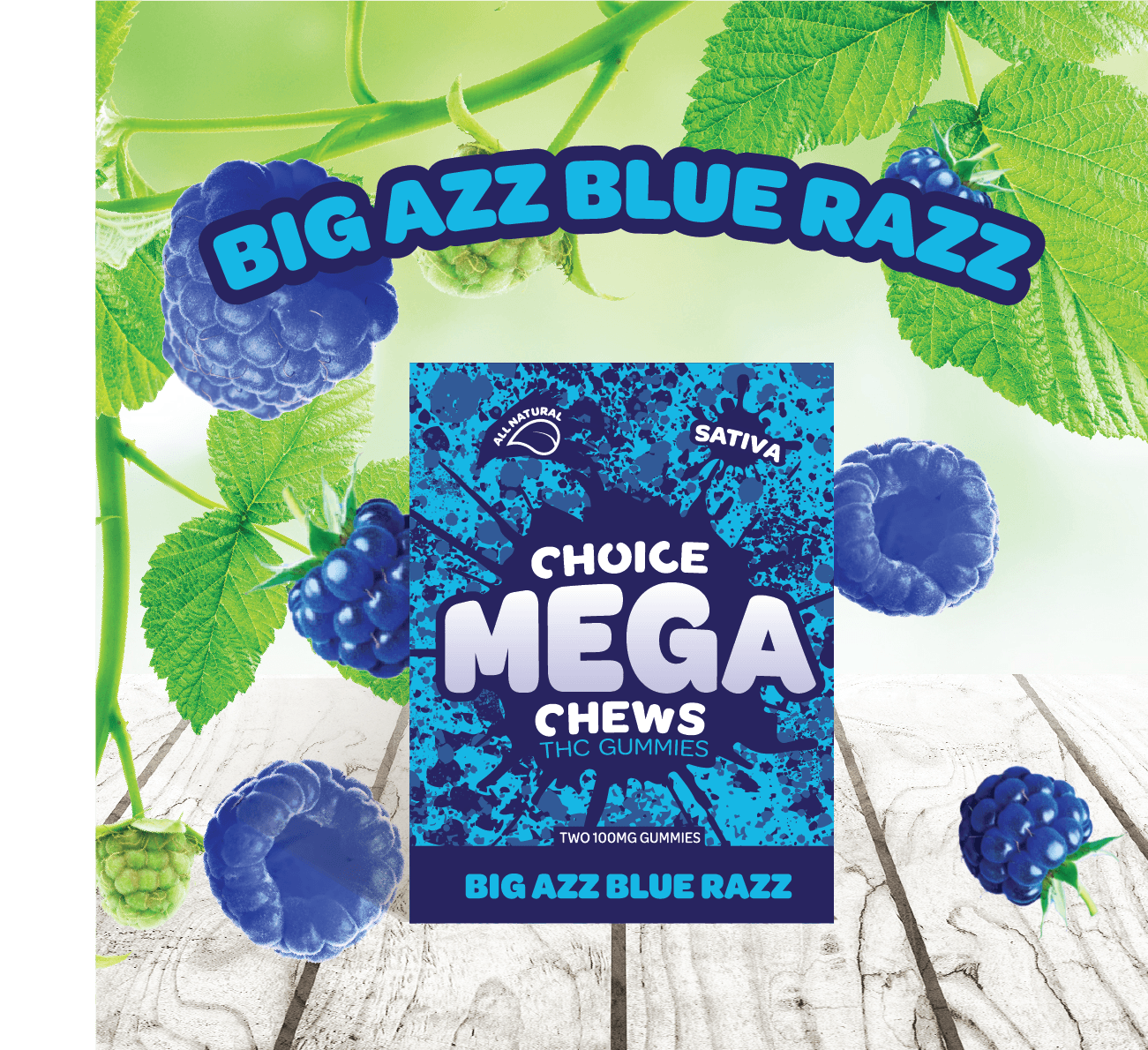 Choice MEGA Chews - 200mg Gummies - Big Azz Blue Razz (S)