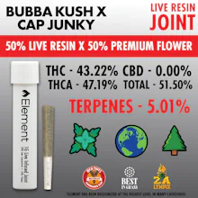Element x Bud Hub - 1g Live Resin Joint - Bubba Kush x Cap Junky