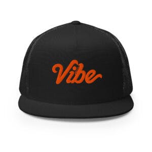ORANGE AND WHITE MESH VIBE HAT W/ CENTER LOGO