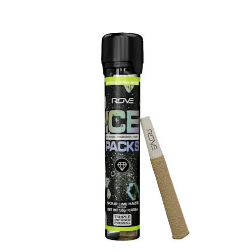 Sour Lime Haze – Infused Ice Packs (Rosin Hash and Diamonds) 1G Preroll-active