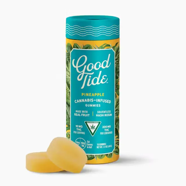 Good Tide Hash Rosin Gummies Pineapple 10pk/100mg (sativa, live rosin gummies, 2.8g)