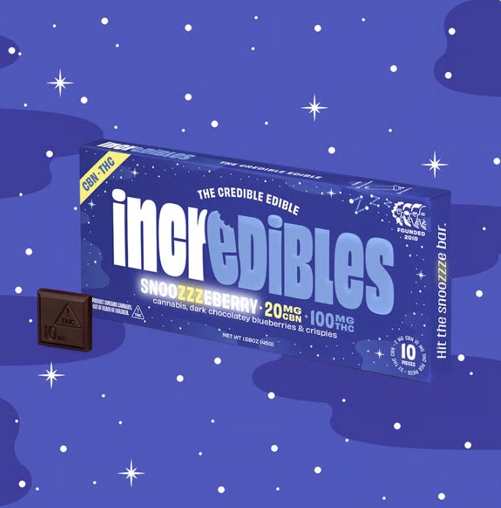 Incredibles | Snoozzzeberry | Dark Chocolatey Blueberries & Crispies | 100mg