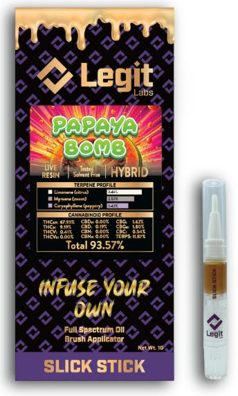 Product: Papaya Bomb | Slick Stick | Cured Resin | Legit Labs