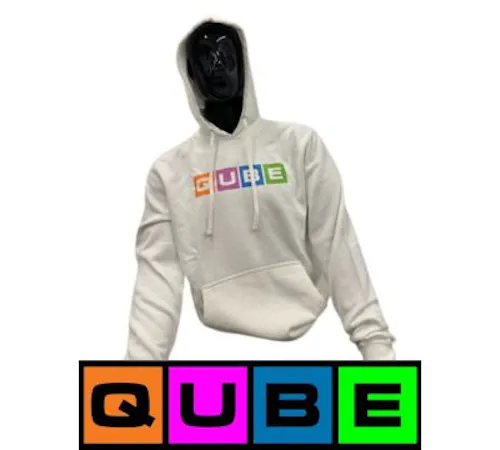 Qube | White Hoodies | Color Logo | Small-1