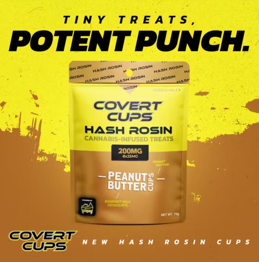 Product: COVERT CUPS | PEANUT BUTTER - HASH ROSIN CHOCOLATES | 200MG | HYBRID