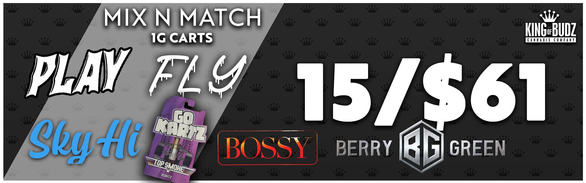Play Fly Sky Hi Go Kartz Berry Green AND Bossy 1g Carts 15/$61