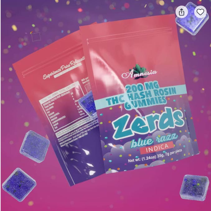 Amnesia - Blue Razz - 200mg Hash Rosin Gummies