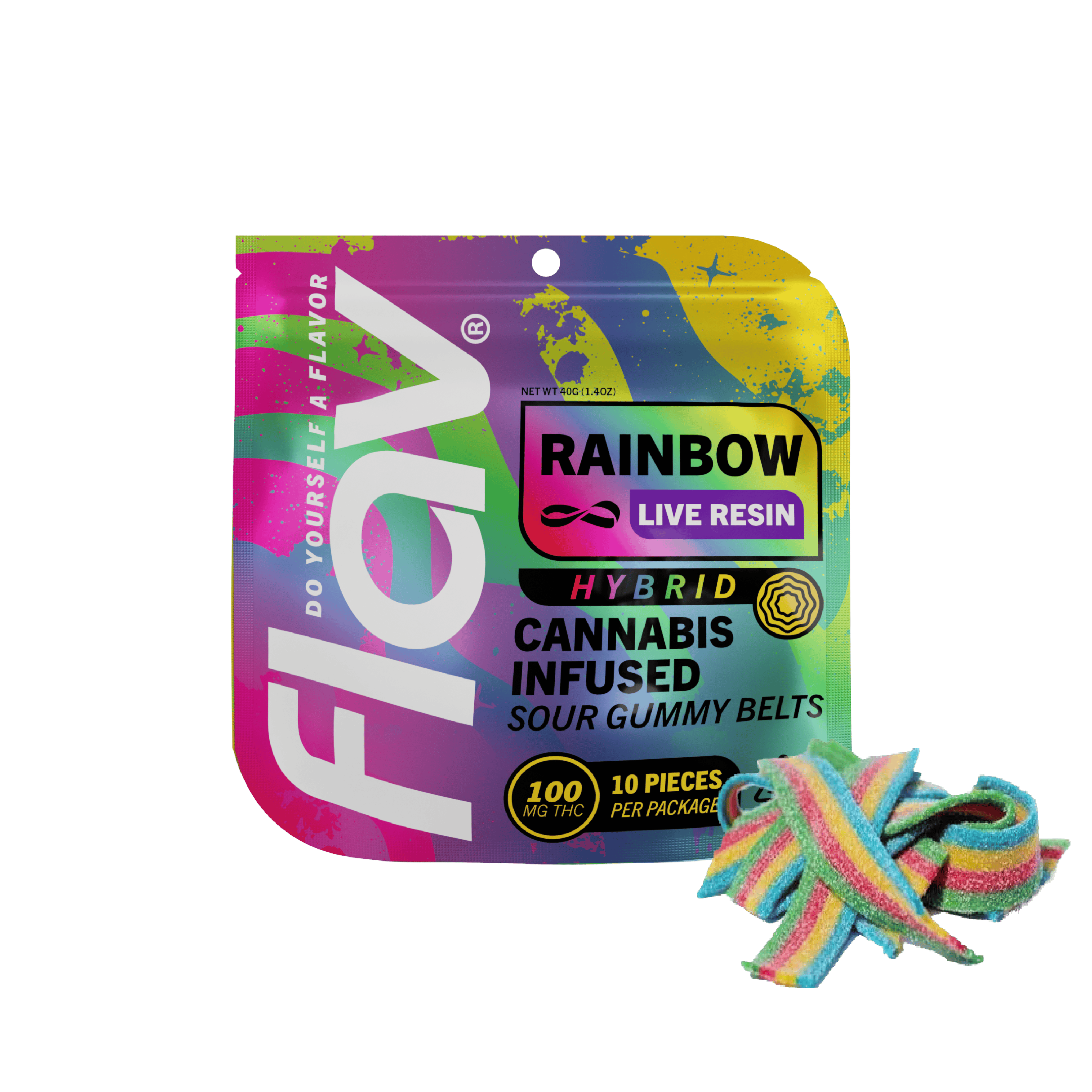 Flav - Gummies Belts Live Resin - Rainbow (H) (100mg)