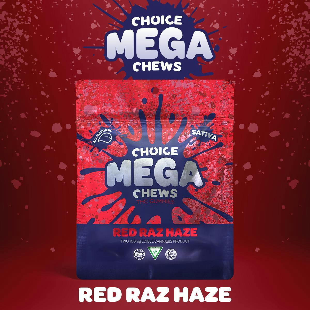 Choice | Mega Chews - 200mg - Red Raz Haze (Sativa)