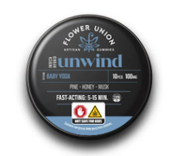 Flower Union Gummies Unwind Baby Yoda 10pk/100mg (indica hybrid, 2.8g)