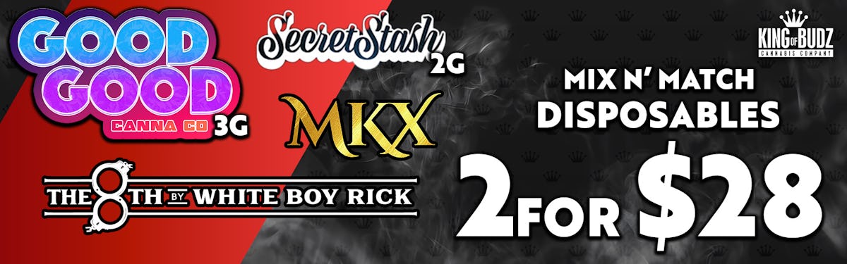 Good Good 3g/MKX/The 8th/Secret Stash 2g Disposable 2/$28