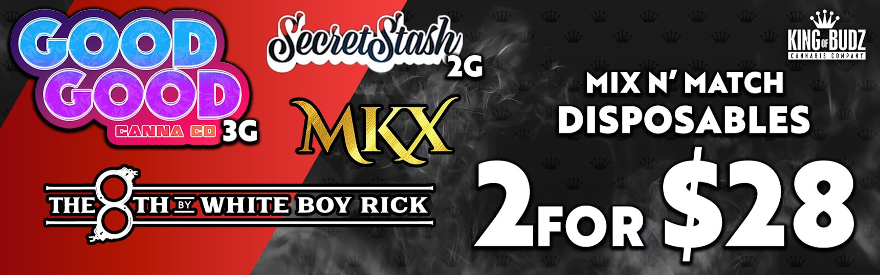Good Good 3g/MKX/The 8th/Secret Stash 2g Disposable 2/$28