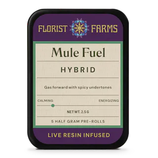 Mule Fuel | Live Resin Infused | Hybrid | Half Gram Pre-Rolls | 5pk