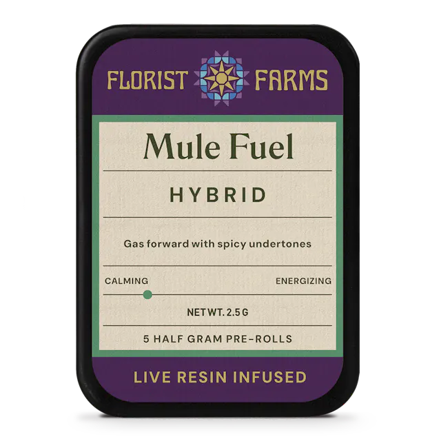 Florist Farms Mule Fuel | Live Resin Infused | Hybrid | Half Gram Pre-Rolls | 5pk