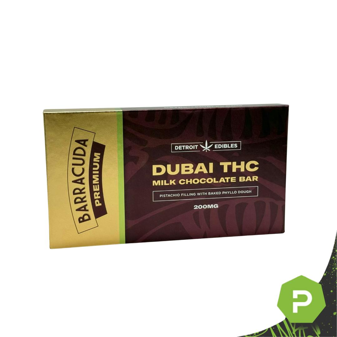 Detroit Edibles Premium Dubai Milk Chocolate | 200mg Barracuda Bar