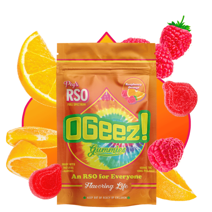 Product HDC OGeez! Gummies - Peg's Raspberry Orange RSO 100mg (10pk)