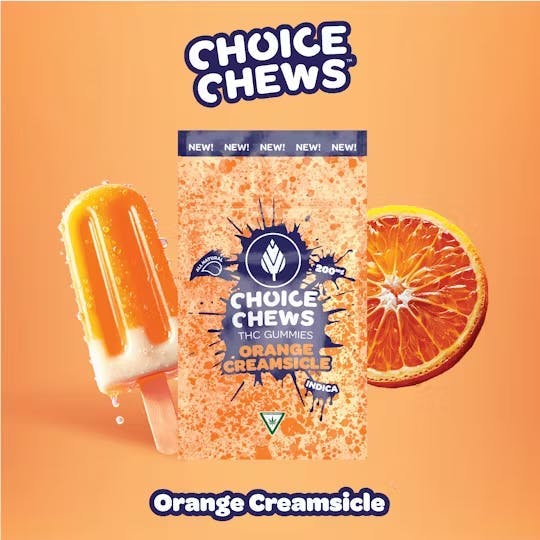 Product: CHOICE CHEWS | ORANGE CREAMSICLE - GUMMIES | 200MG | INDICA