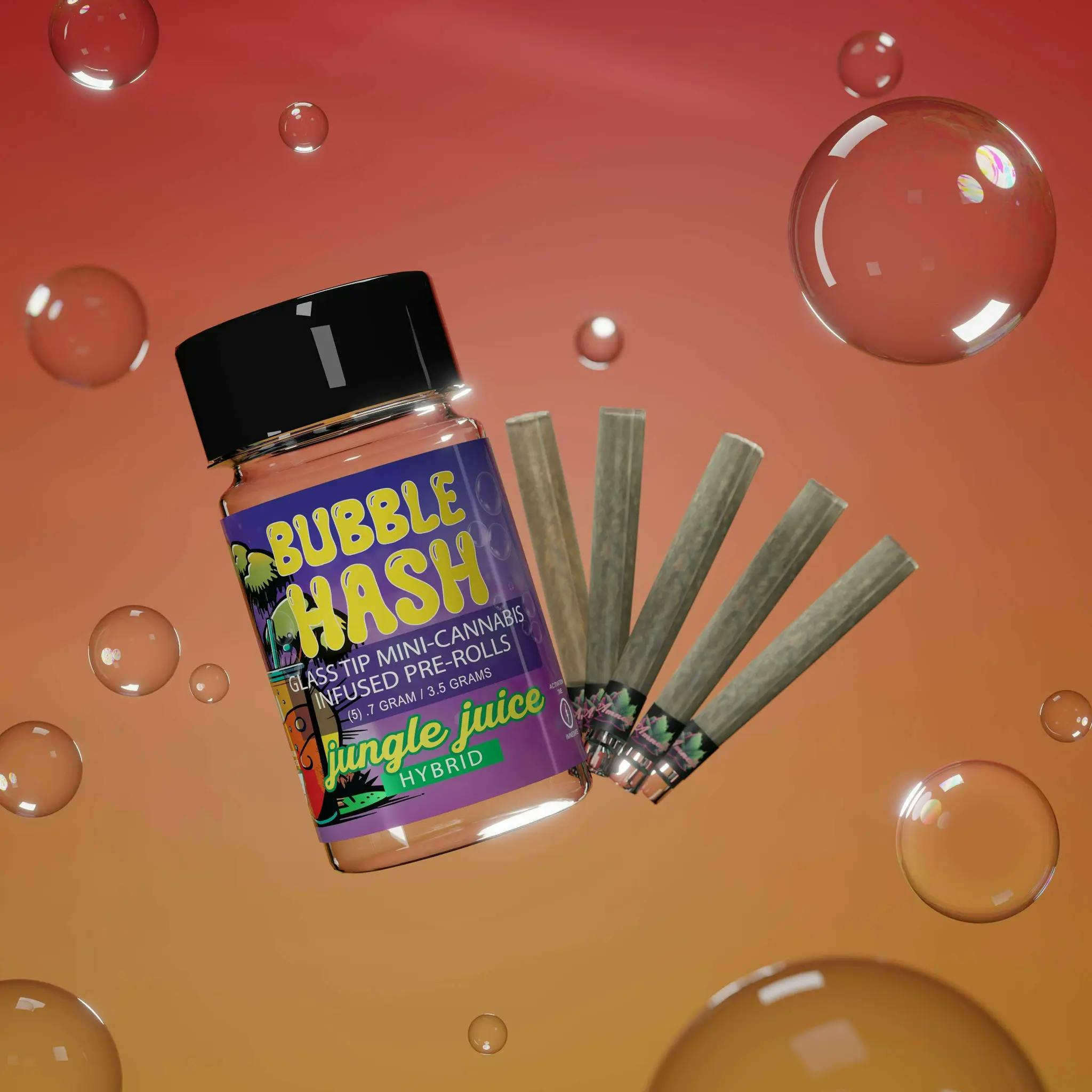 Amnesia - 5-Pack .7g Bubble Hash Infused Prerolls - Jungle Juice