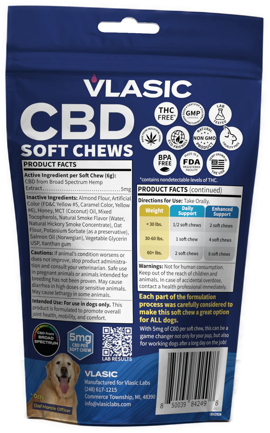 Vlasic - Salmon - CBD Dog Chews - Broad Spectrum - 150mg (30pk