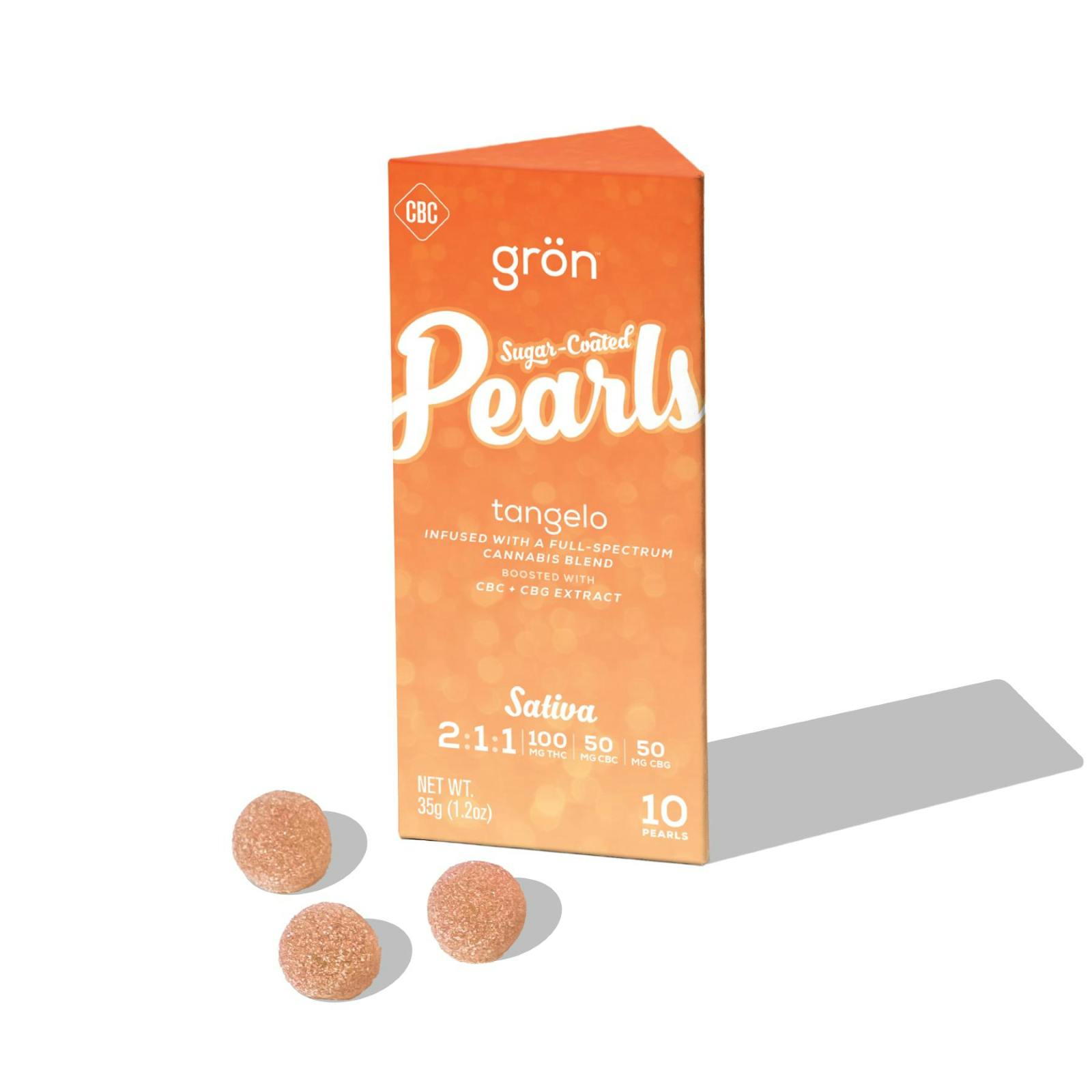 Gron | 2 THC : 1 CBC : 1 CBG Tangelo Pearl Gummies