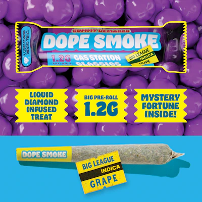DOPE SMOKE | Big League Grape | Liquid Diamond Infused Joint | 1.2G - PRE_ROLLS by Gummy Demarco at King of Budz