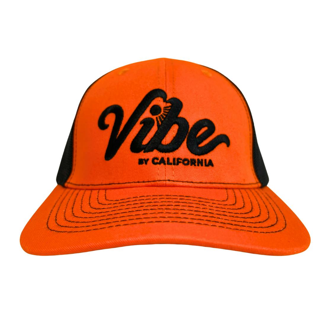 ORANGE & BLACK MESH VIBE HAT W/ CENTER LOGO