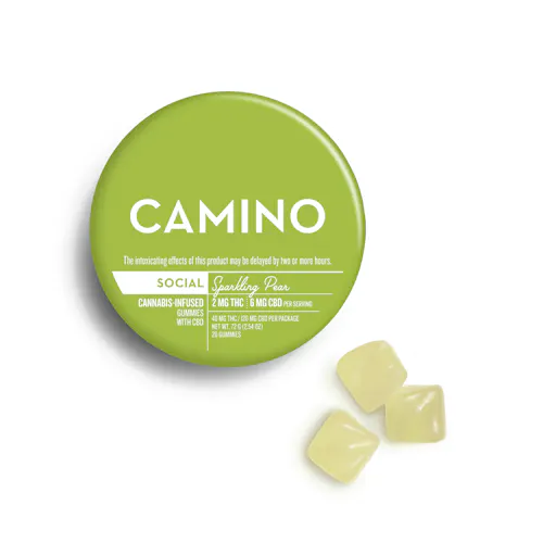 Camino Sparkling Pear 2:6 THC:CBD Gummies 2mg x 20-Pack-active