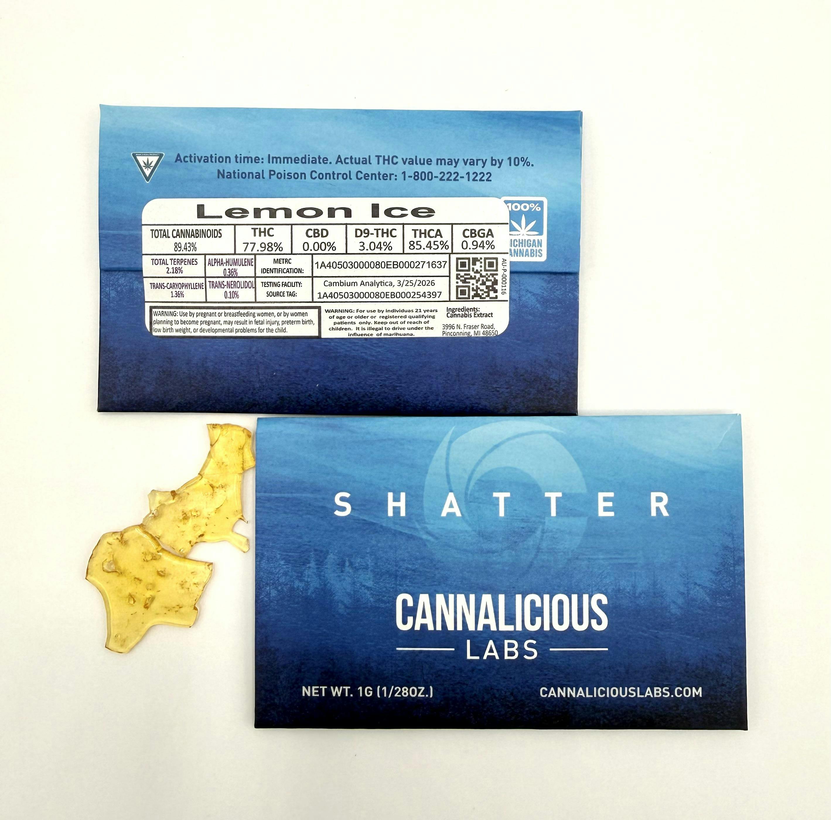 Cannalicious - 1g Shatter - Lemon Ice