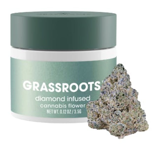 Grassroots Diamond Infused Flower 3.5g- Animal Mint Cake-Hybrid