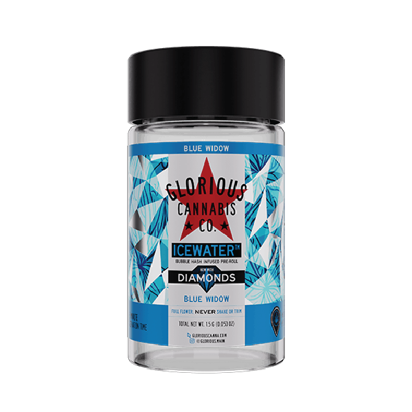 Product: Glorious Cannabis Co. | Blue Widow Bubble Hash with Diamonds Infused Pre-Roll | 3 X .5G