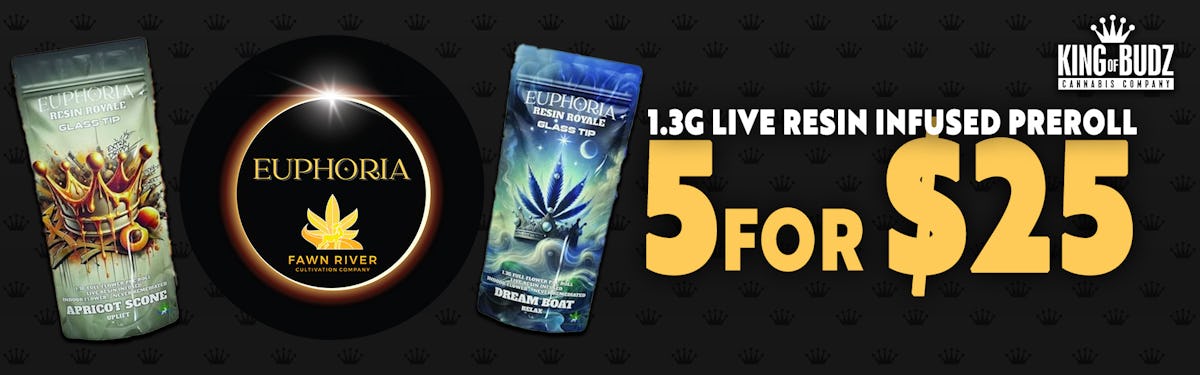 Euphoria 1.3g Live Resin Infused Pre-Rolls 5 For $25